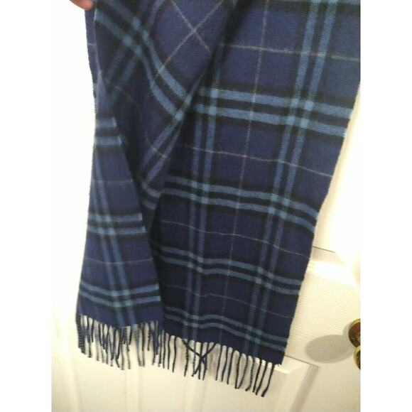 enzo mantovani Unisex Blue Plaid Wool Cashmere Winter Scarf - Picture 8 of 8